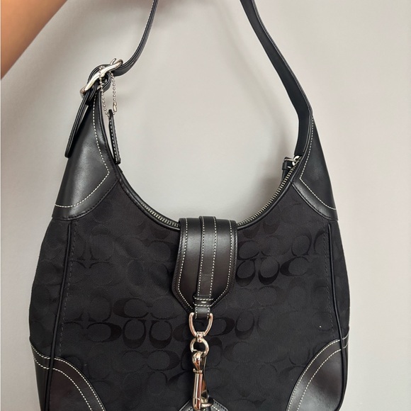Coach Black Satchel with Silver Accents Hamilton Hobo - Picture 1 of 11
